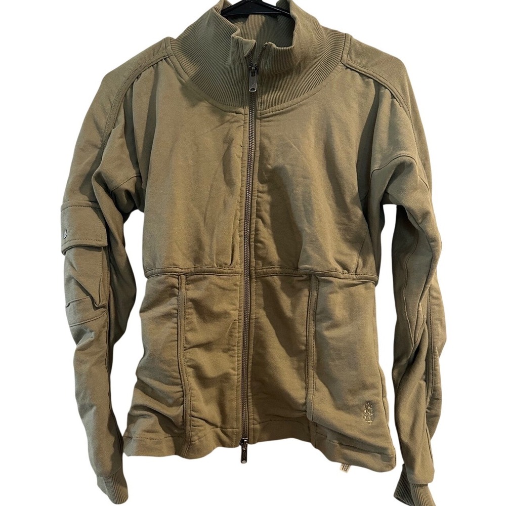 FP Movement Free People Corset Zip Up Jacket Olive Green Small Funnel Neck